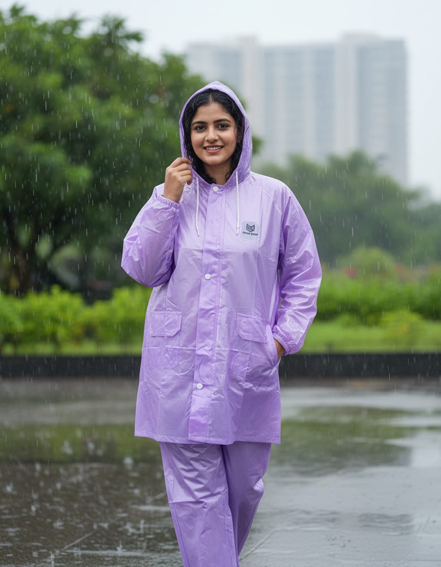 Women's Waterproof Raincoat Set with Hood & Pants – Lightweight All-Weather Rain Suit | I For U Garments