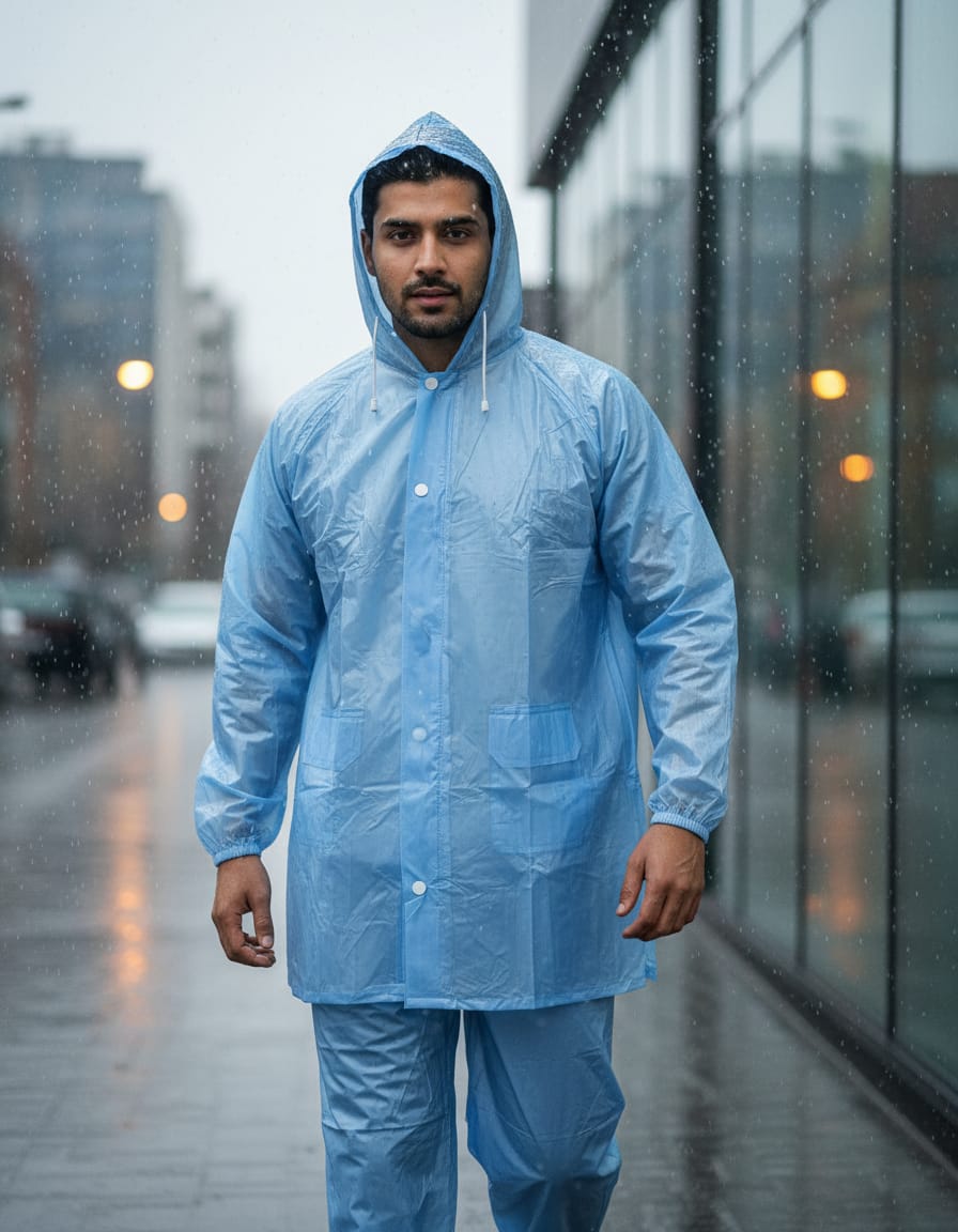 Men's Waterproof Raincoat Set with Hood & Pants – Lightweight All-Weather Rain Suit | I For U Garments