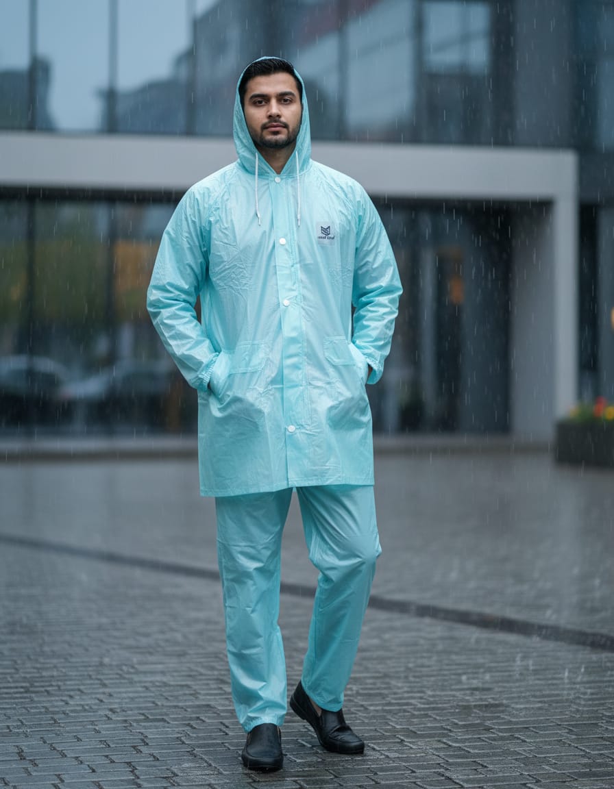 Men's Waterproof Raincoat Set with Hood & Pants – Lightweight All-Weather Rain Suit | I For U Garments