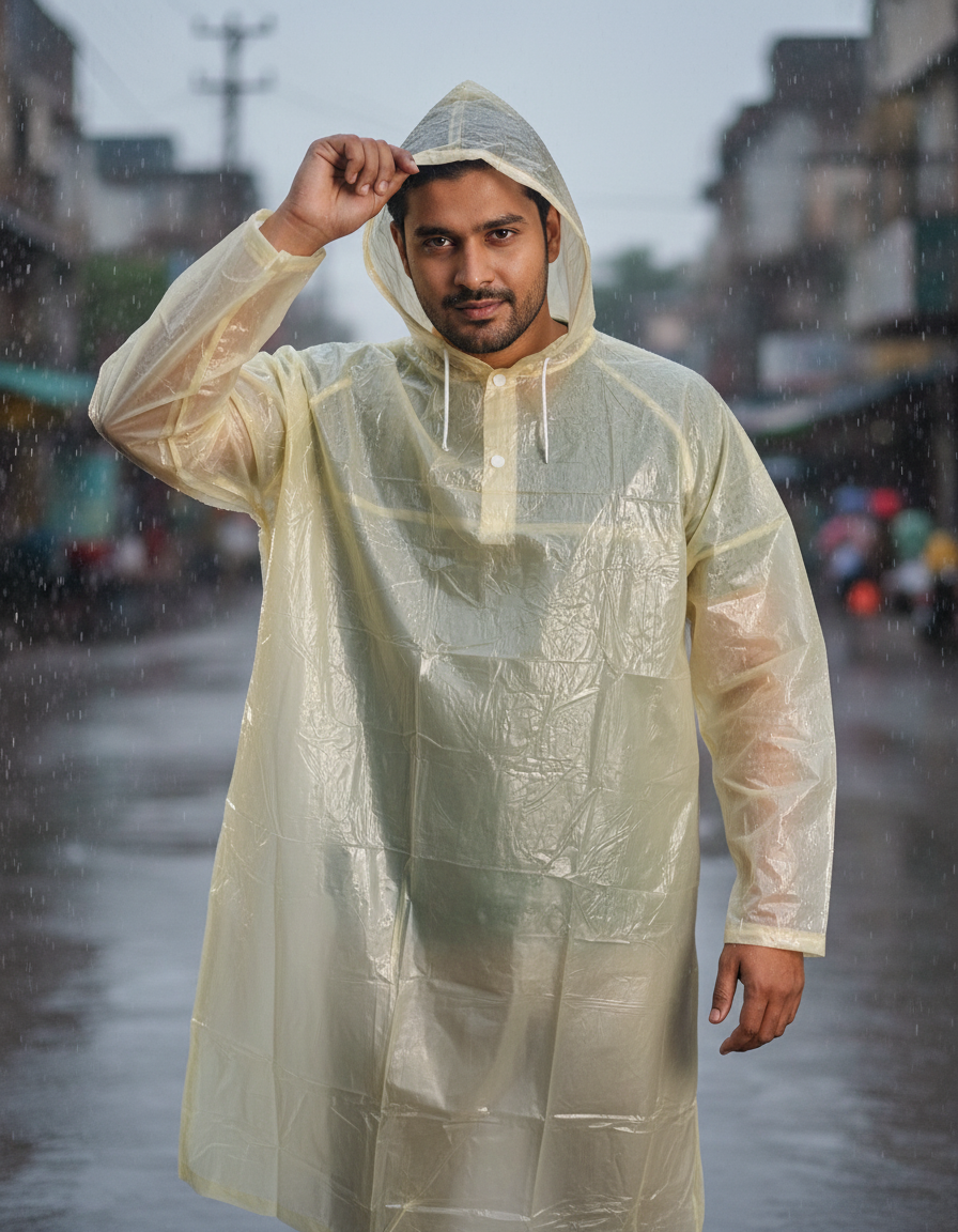 PONCHO - The Rain Wear - Cream colour men's rainwear