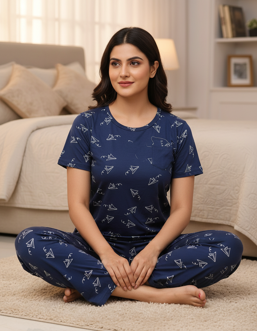 Ladies Knitted Night Suit Set