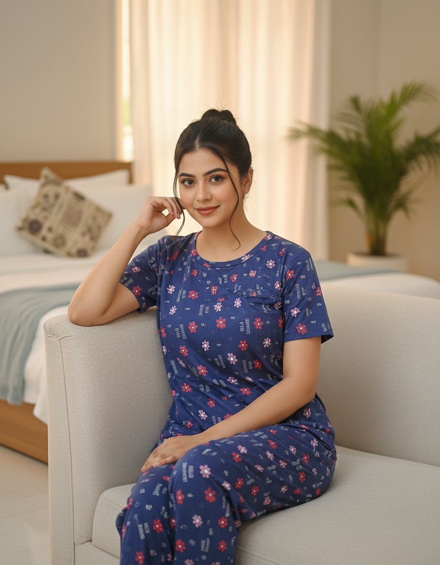 Ladies Knitted Night Suit Set