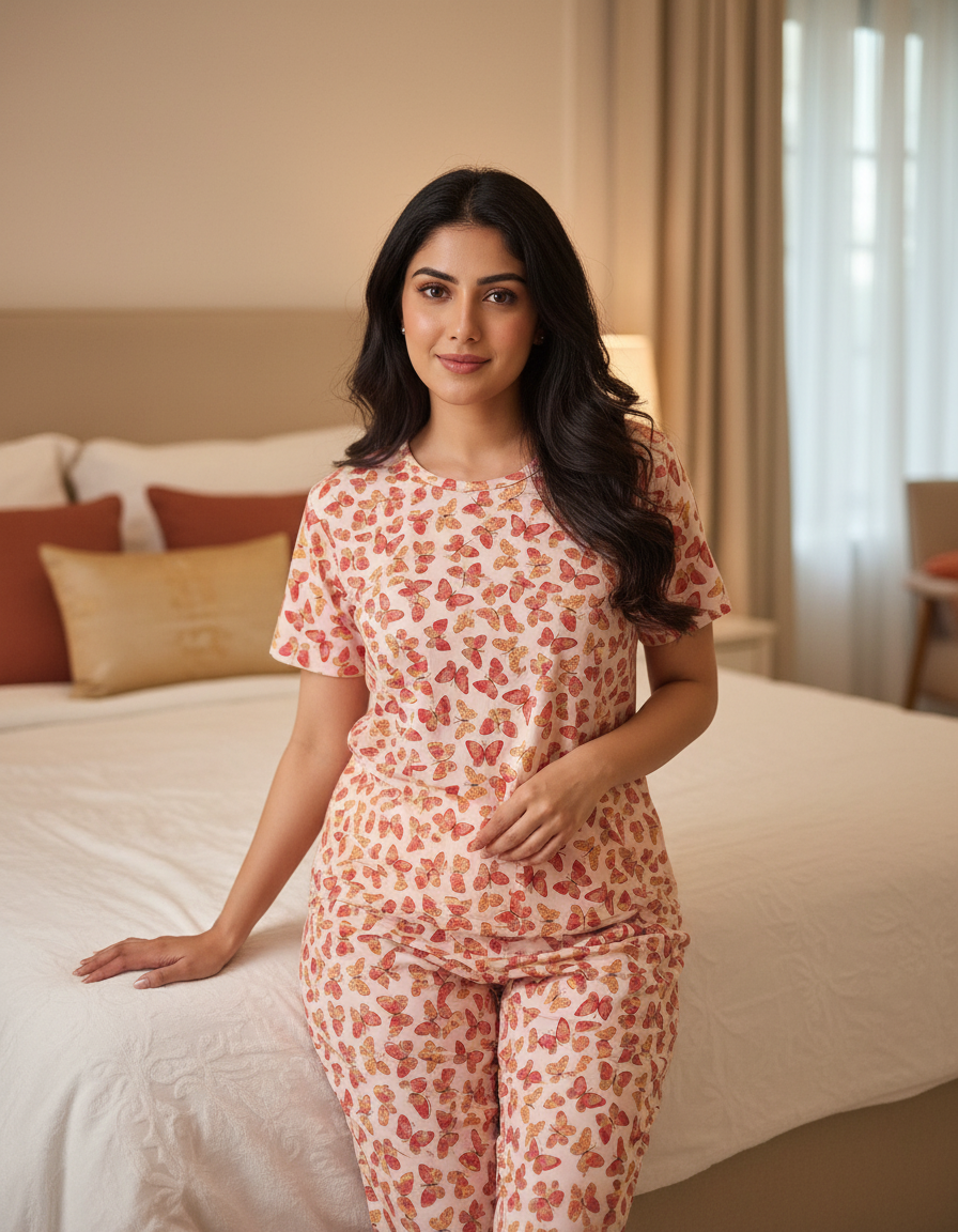 Ladies Knitted Night Suit Set