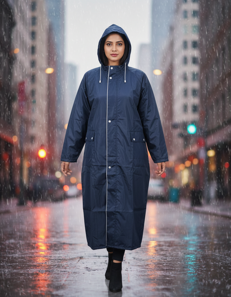 Reversible Unisex Long Coat Rainwear