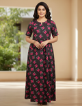 EURO Women's Blue Star Printed Maxi Dress