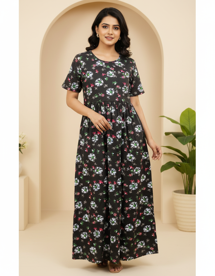 EURO Women's Red Heart Printed Maxi Dress