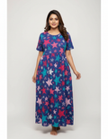 EURO Women's Purple Moon & Stars Printed Maxi Dress