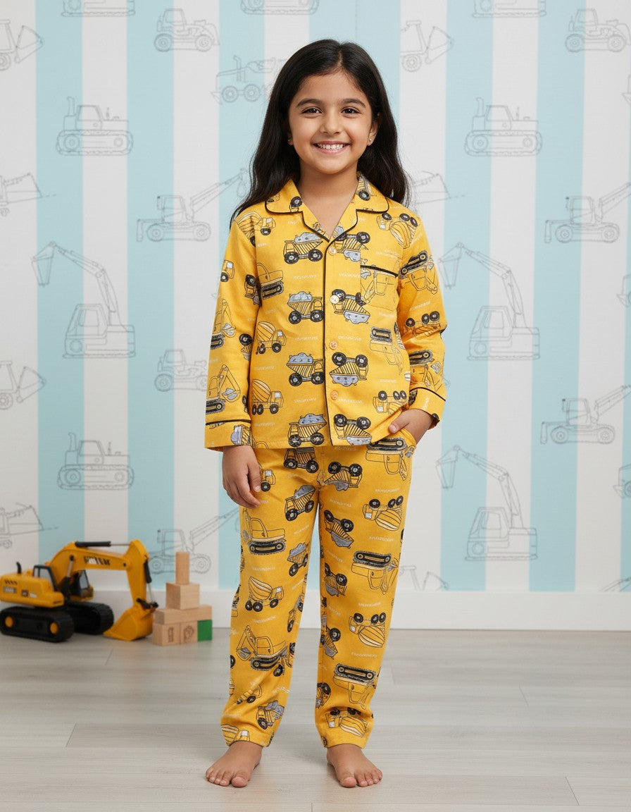 Kids Cotton Collar Sleepwear Set