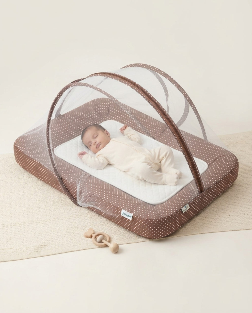New Born Baby Mosquito Net Bed - Brown