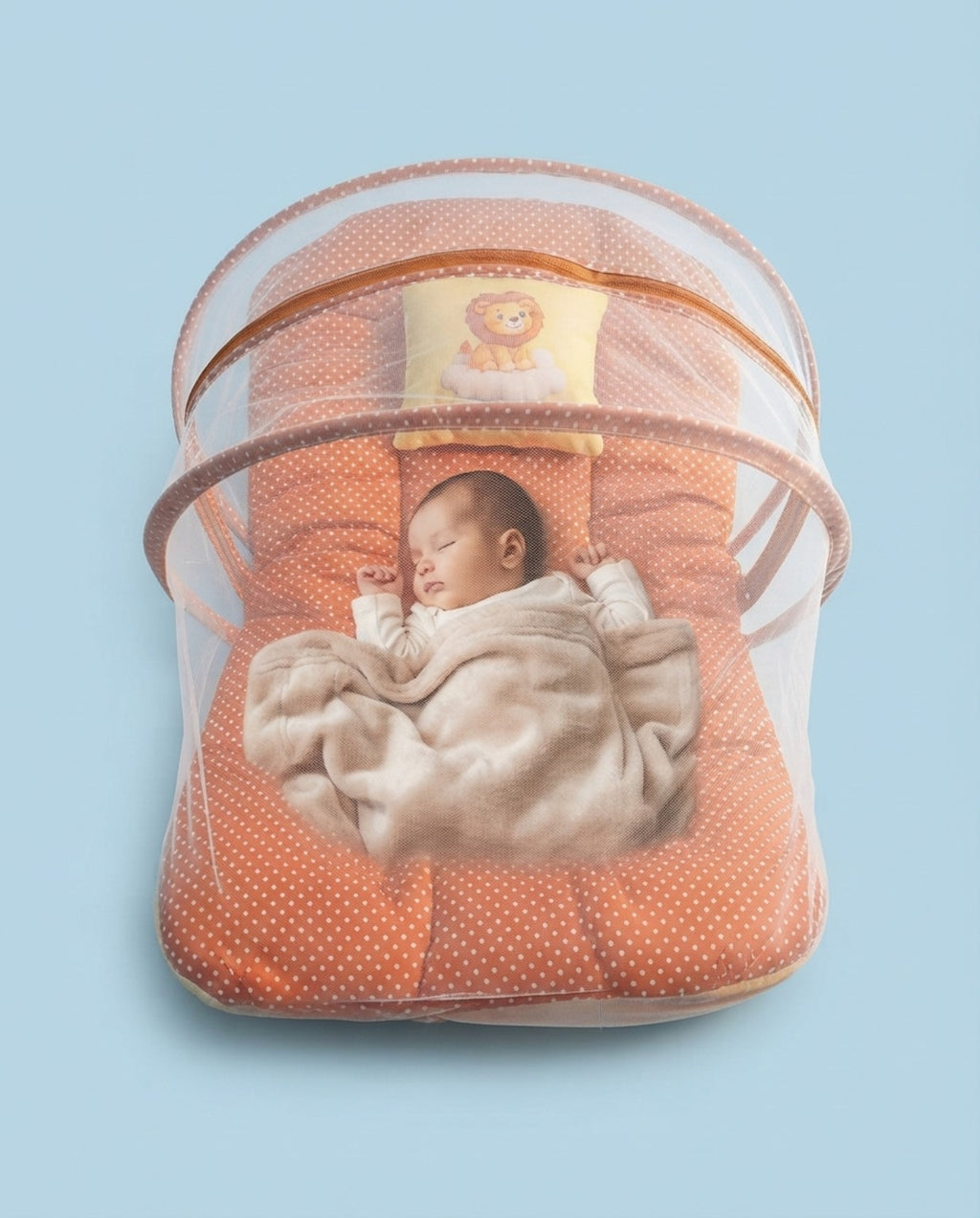 New Born Baby Mosquito Net Bed - Orange