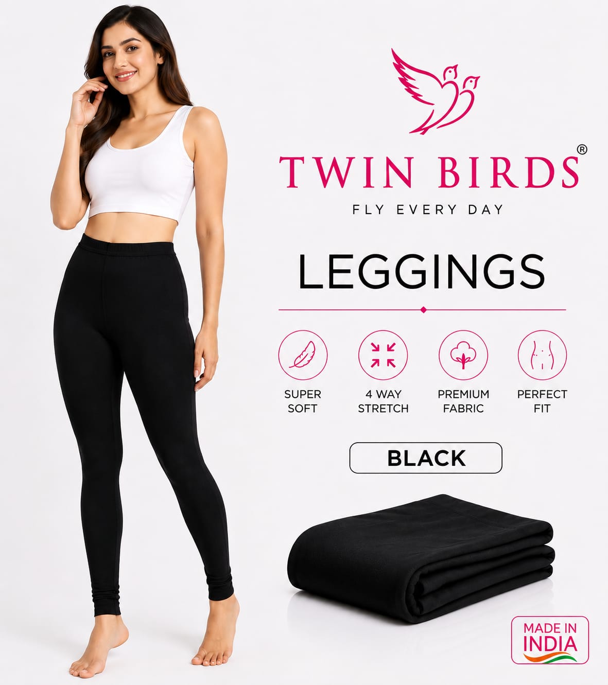 Twin Birds Women's 4-Way Stretch Leggings | I For U Garments