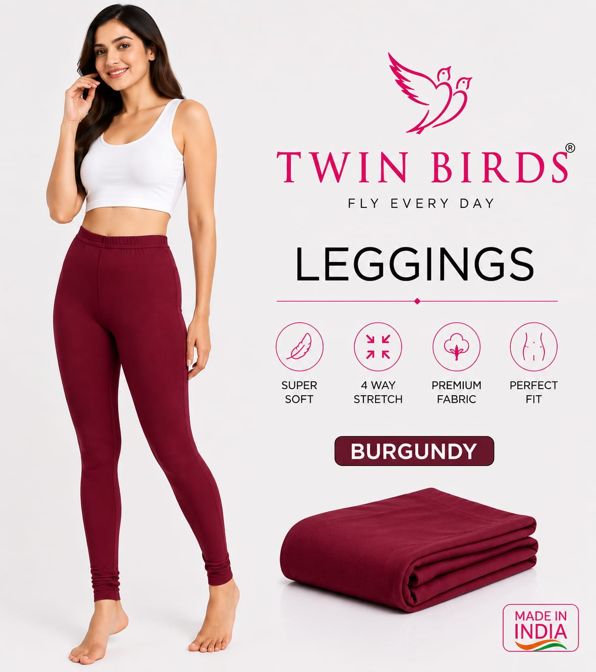 Twin Birds Women's 4-Way Stretch Leggings | I For U Garments