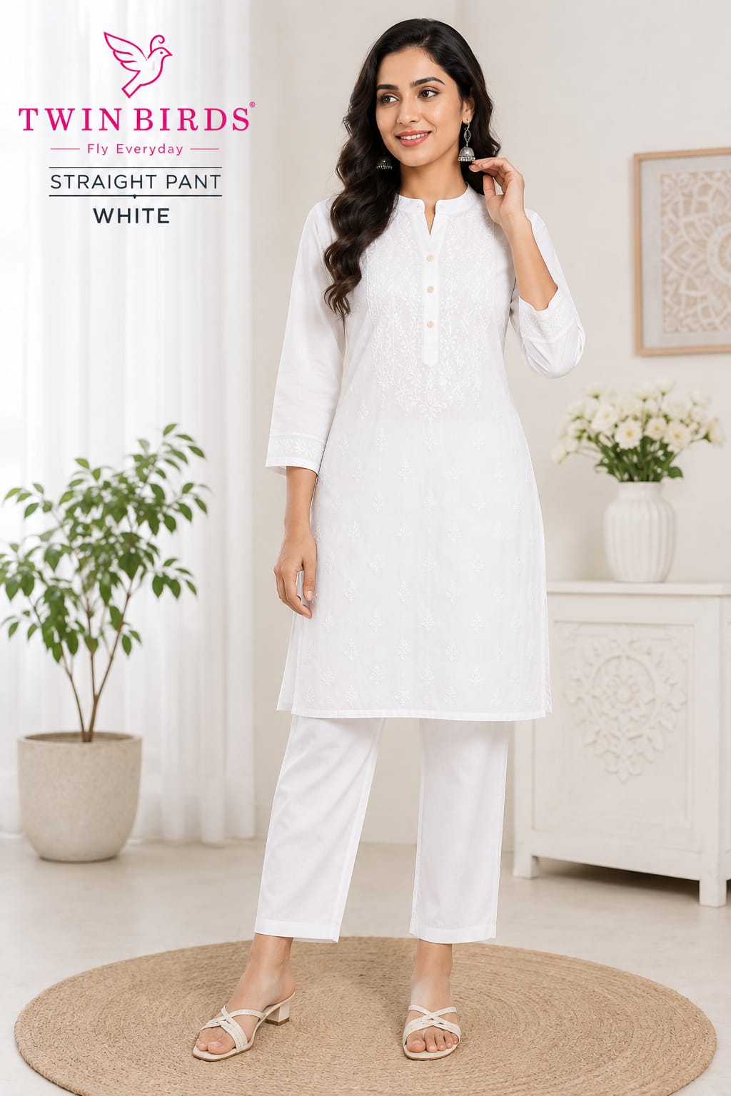 Twin Birds Women's Straight Fit Cotton Kurti Pants– I For U Garments